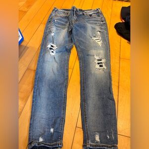 Silver Girlfriend Jeans women’s  Ripped Denim in Blue W30/L27 1/2